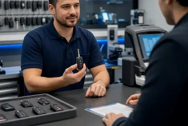 Chaveiro confeccionando uma chave codificada em um ambiente de trabalho em Breves.